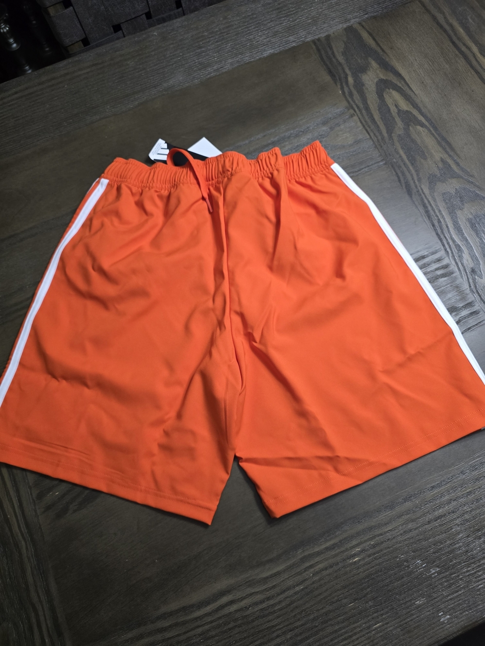 adidas Orange Athletic Shorts with White Side Stripes - Picture 3 of 3